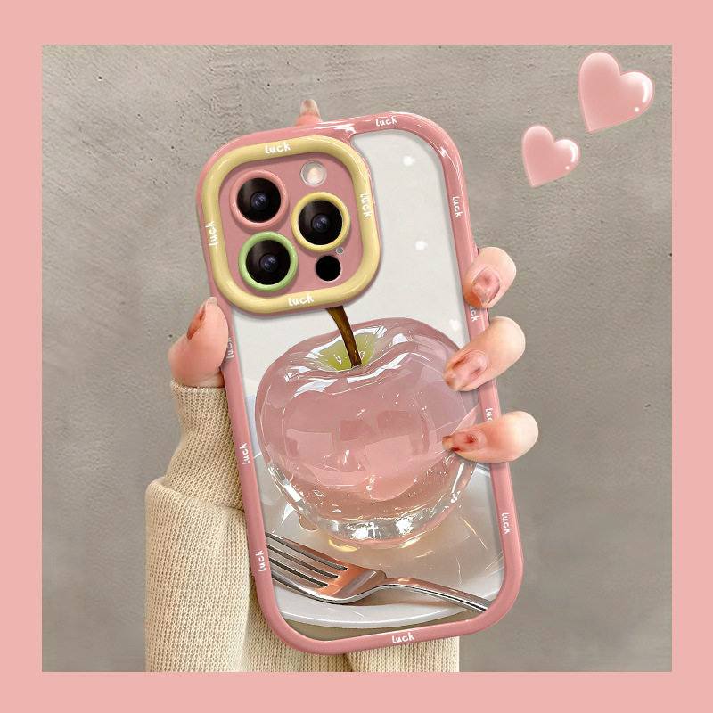 水晶苹果镜子支架适用iphone16promax手机壳17全包防摔14高级感15