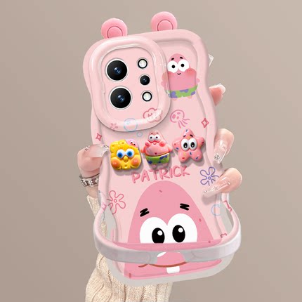 适用opporeno15pro手机壳新女款reno13/14高级防摔11/12派大星透明隐形双支架Findx9pro软硅胶7/8全包保护套