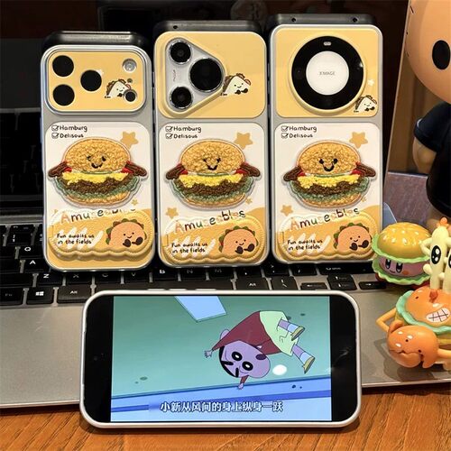 毛绒刺绣汉堡适用iPhone1