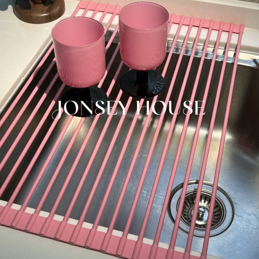 卷帘沥水架厨房水槽折叠硅胶置物架水池碗盘家用碗碟台置收纳架