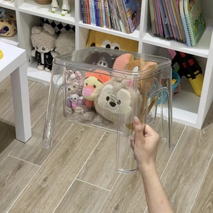 凳 透明收纳凳玩具储物凳可坐成人家用加厚客厅可叠放板凳入户换鞋
