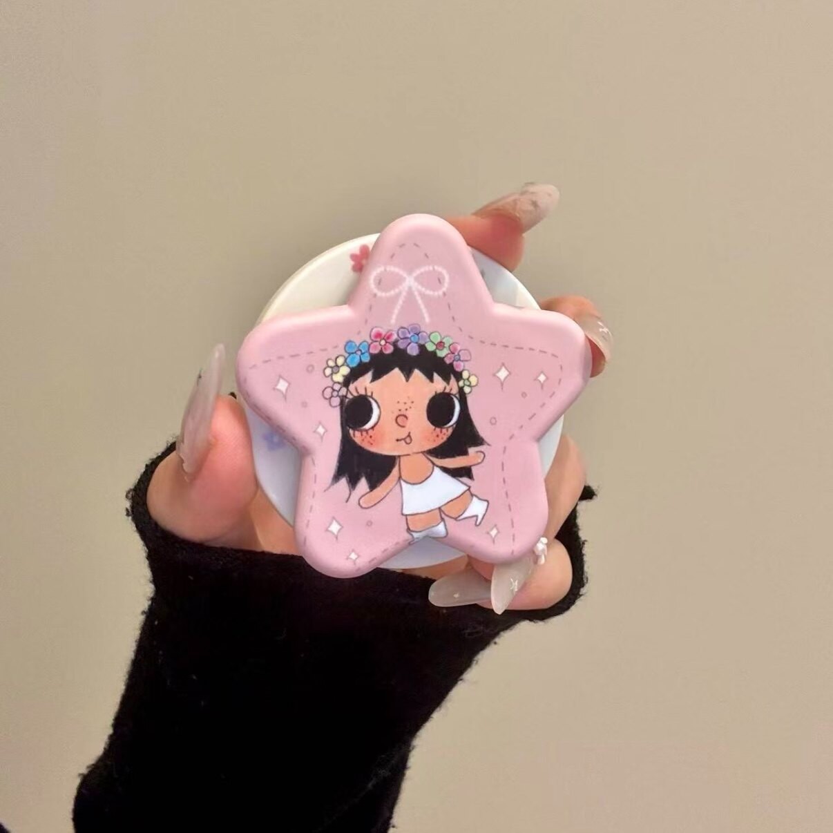 可爱粉色星星花环小玉磁