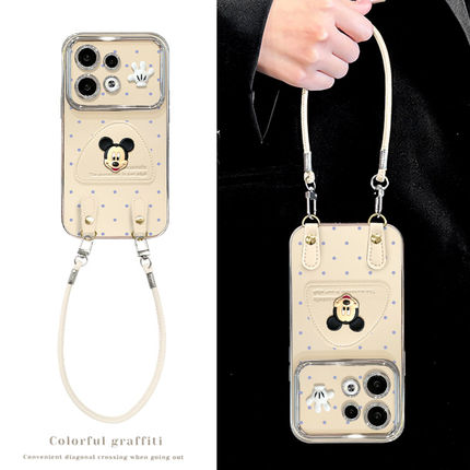 适用于opporeno14手机壳新女款reno13pro/12电镀视窗findx8/x7波点米奇挂绳11/10全包硅胶小众a93s防摔保护套