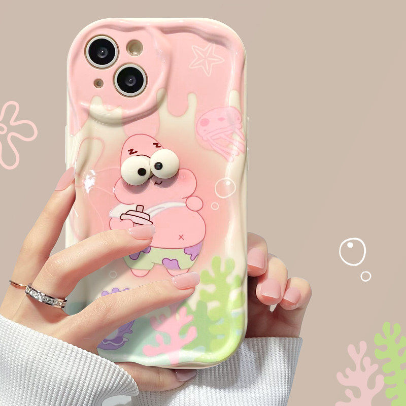 适用苹果15手机壳iPhone14promax奶油纹13/12mini防摔16/11海绵宝宝7plus派大星8p/se2新款6s女生xs/xr保护套