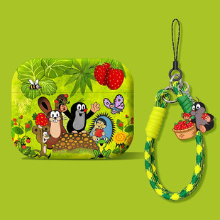 适用airpodspro2保护套苹果耳机壳4蓝牙pro二代airpods4降噪版3挂链2鼹鼠夏天四可爱硅胶ipods防摔防掉pro2盒