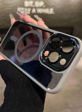 适用iphone17磁吸手机壳鹰眼镜头护眼苹果16promax保护套1415简约