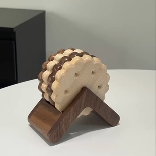 创意饼干隔热垫家用防烫垫实木胡桃木杯垫耐高温锅垫碗垫砂锅垫子