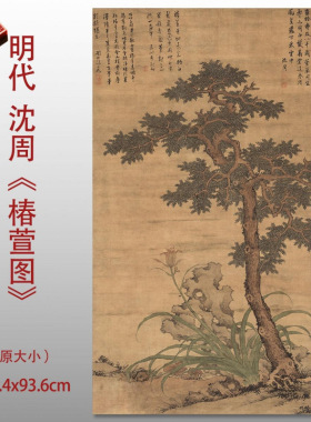 明沈周椿萱图字画新中式客厅书房