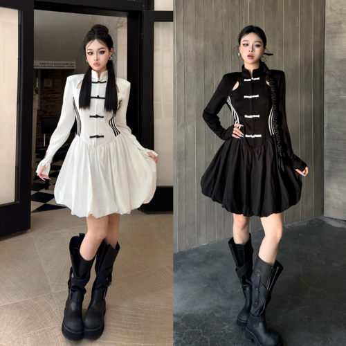 Blackgirl新中式收腰连衣蓬蓬裙