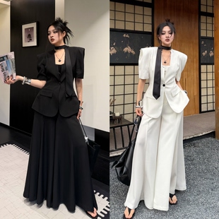 裙高级设计感早春季 Blackgirl 黑化律师2 黑色西服套装 显瘦 大码