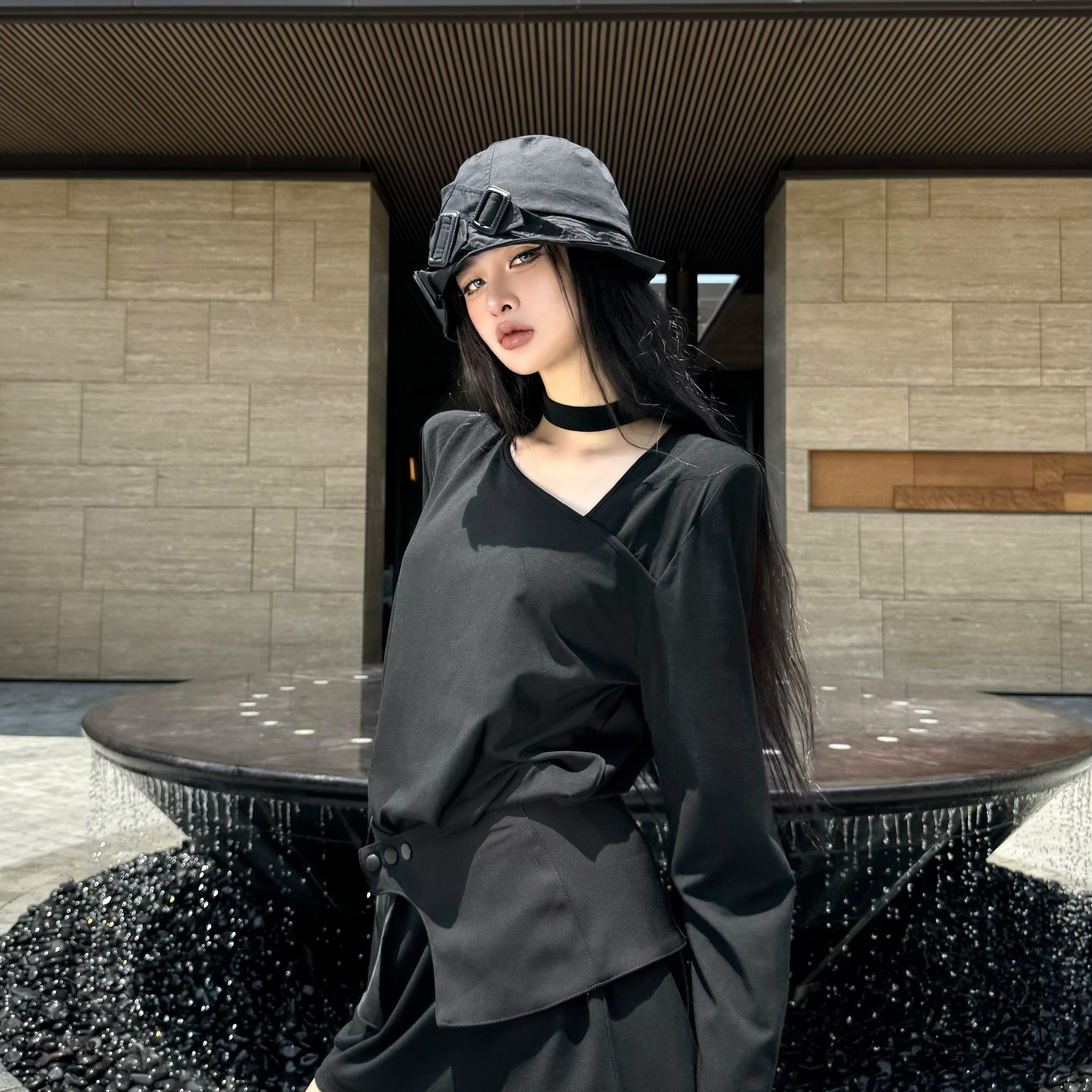 Blackgirl【火力全开】极简风连衣裙女时髦简约休闲长袖显瘦设计