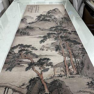 沈周清江幽居图复古书画山水水墨国画真迹微喷仿古装裱挂轴装饰画
