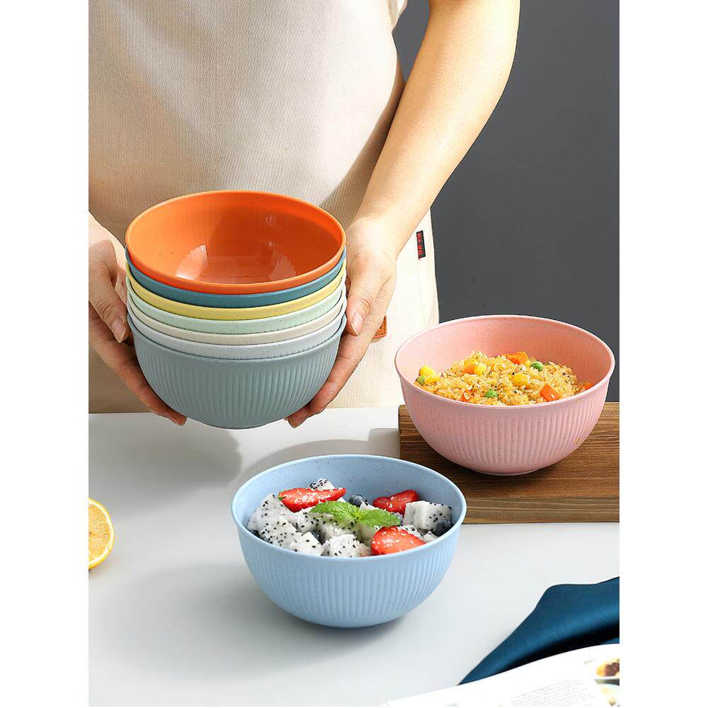 大号款碗家用日式饭碗塑料防摔可爱儿童便携餐具小麦早餐碗带勺子