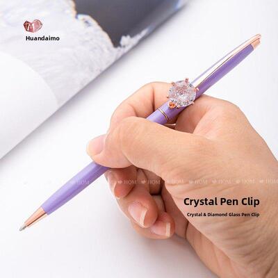 新款创意钻石笔夹小巧圆珠笔ins韩版签单神笔送老师学生礼物刻字