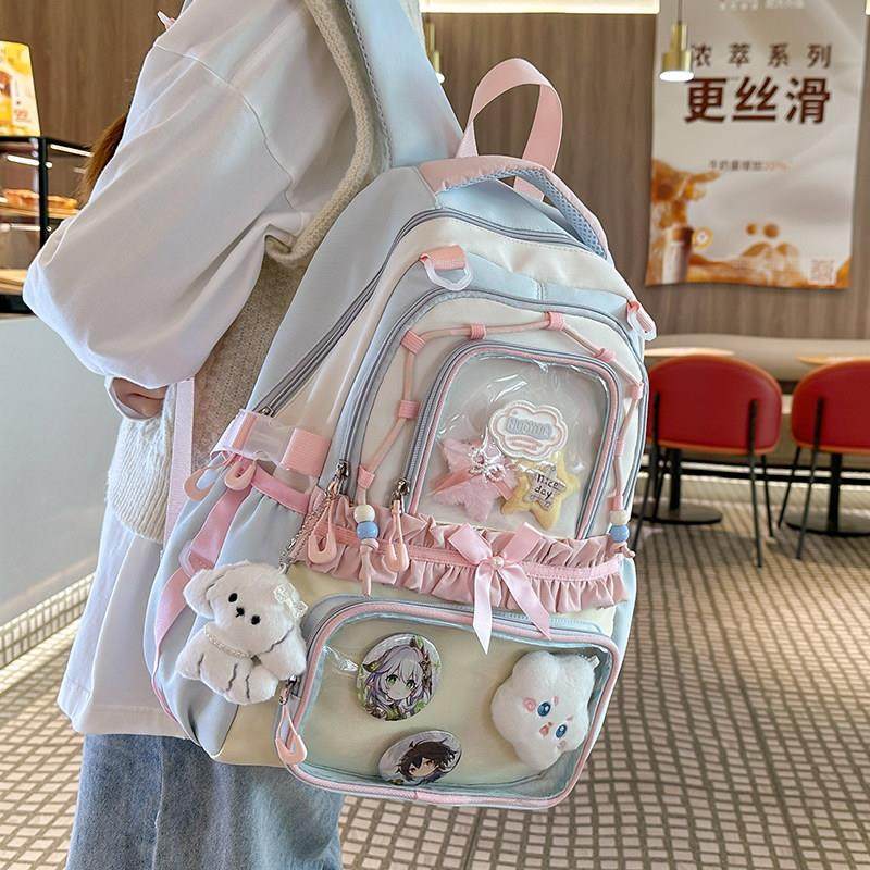 栗子芙透明痛包双肩包2025年新款大容量揹包登山初高中学生书包女,箱包皮具/热销女包/男包,双肩背包,淘宝优惠券,粉丝福利购,淘宝优惠卷