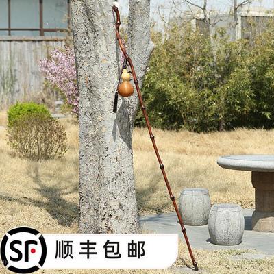大漆手工筇竹拐杖登山防身文人杖男女徒步登山杖棍竹根文玩手杖