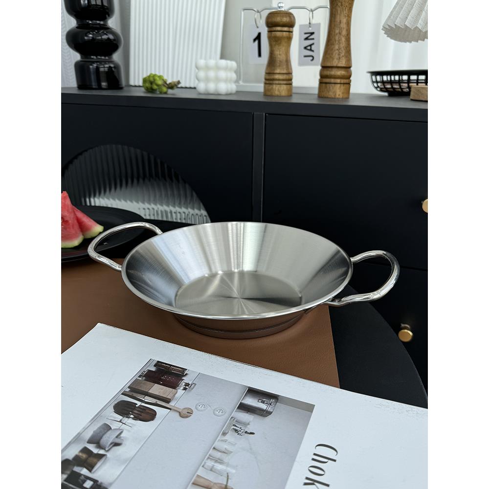 18/10不锈钢双耳海鲜煎锅煎锅干煎锅麻辣香煎锅不粘锅20/24cm