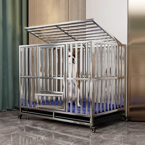 全方管不锈钢狗笼中大型犬狗笼室内加粗折叠狗笼边牧金毛拉布拉多