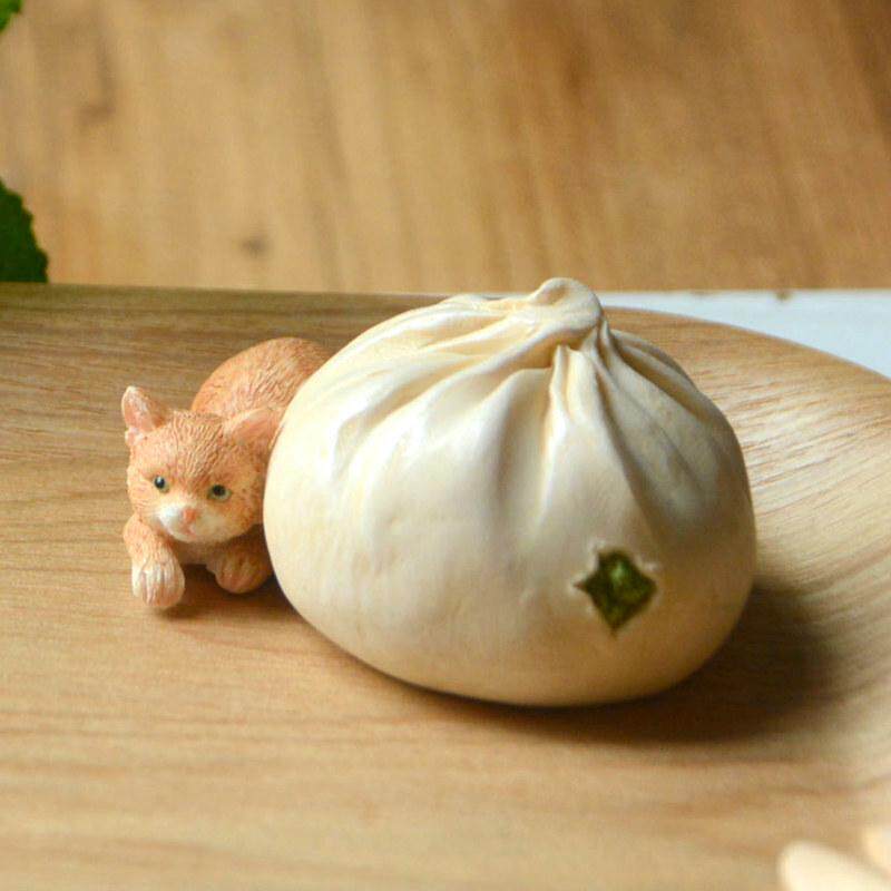 创意可爱小动物猫咪摆件仿真食物包子厨房模型餐厅家居装饰品送礼