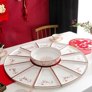 拼盘组合圆桌盘子 网红陶瓷拼盘餐具组合创意家用年夜饭餐具 套装