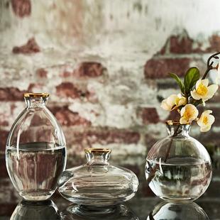 轻奢迷你小花瓶套装 工艺品摆设桌面透明鲜花插花小花瓶客厅装 饰