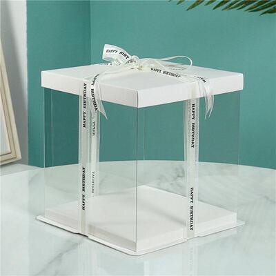 6寸8寸10寸12寸14寸透明蛋糕盒双层加高生日气球款超高四层蛋糕盒