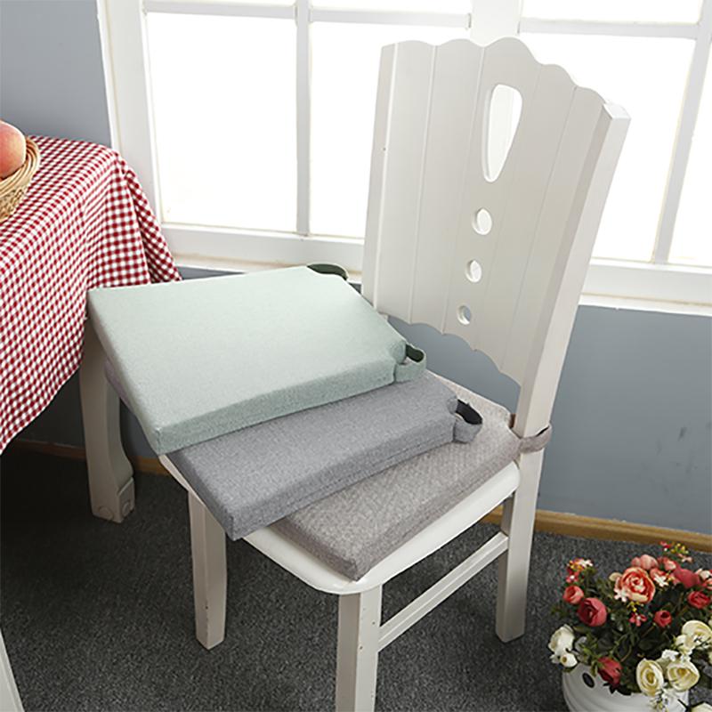 北欧棉麻坐垫餐椅垫高密度海绵透气防滑椅子垫子粘扣布艺座垫定做