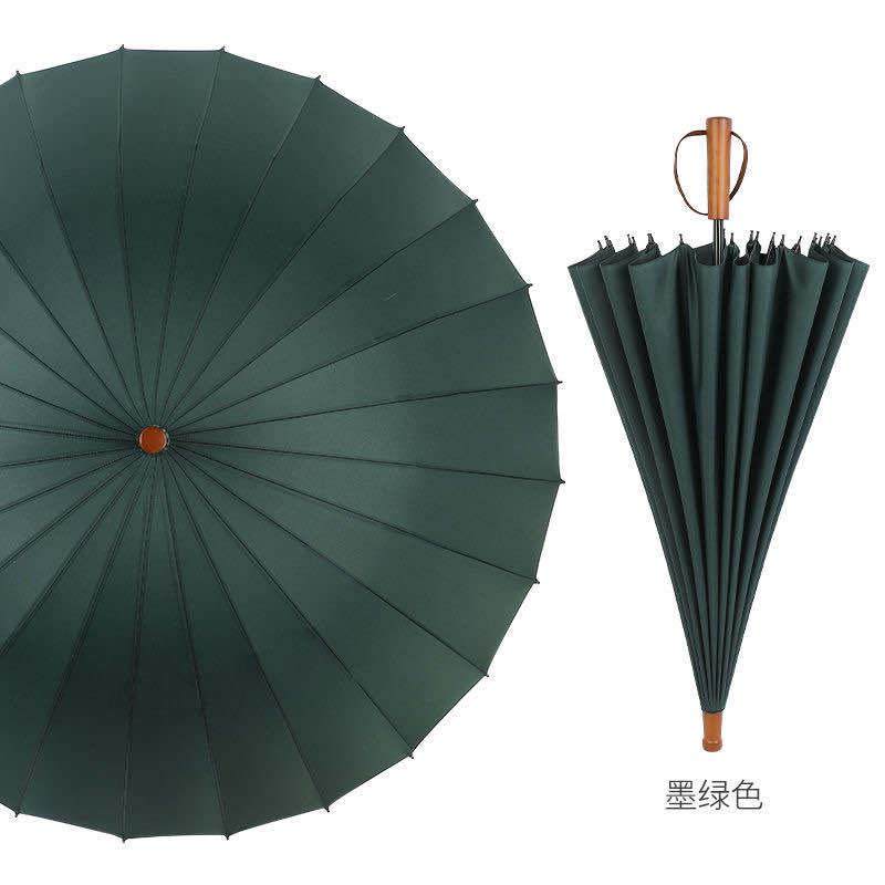 超大24骨加固防风学生长柄伞实木手柄大码商务双人三人直柄雨伞男