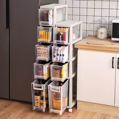 厨房夹缝置物架冰箱边侧20cm落地可移动超窄卫生间缝隙收纳储物柜