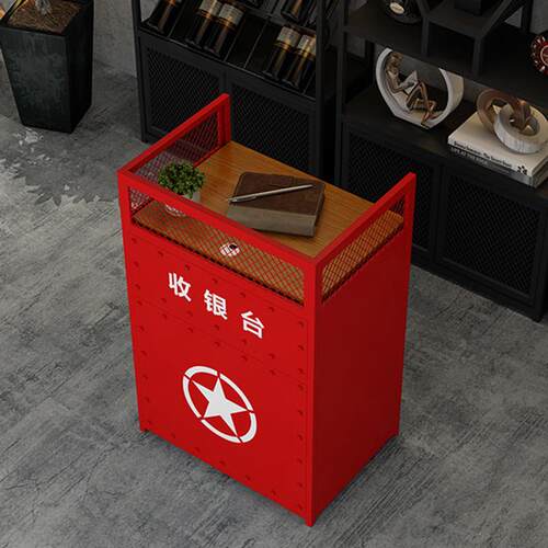 收银台店铺小型网红简约铁艺小工业风吧台迷你复古现代小前台柜台