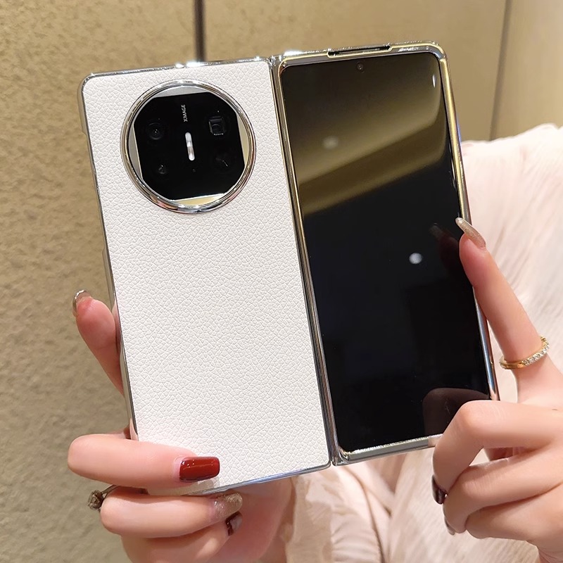 纯色皮质折叠屏保护套适用华为Matex5手机壳新款后盖单壳x5典藏版高级X3超薄简约格纹小香风男女X6防摔外壳