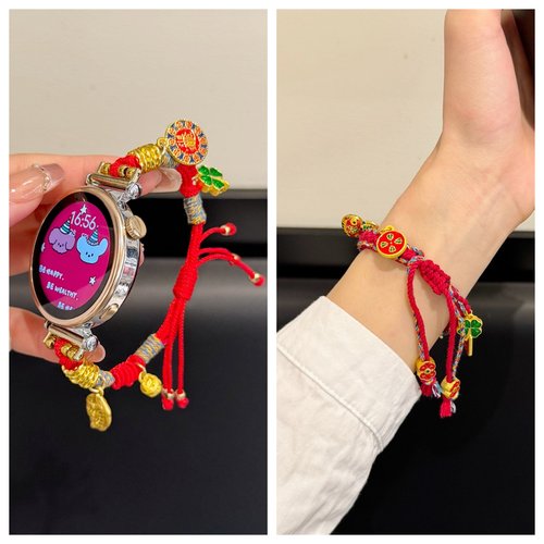 安福禄葫芦吊坠绿财神平安牌适用华为GT6pro智能手表替换带GT5新年41mm招财红绳SE10本命年iwatch11小米表带