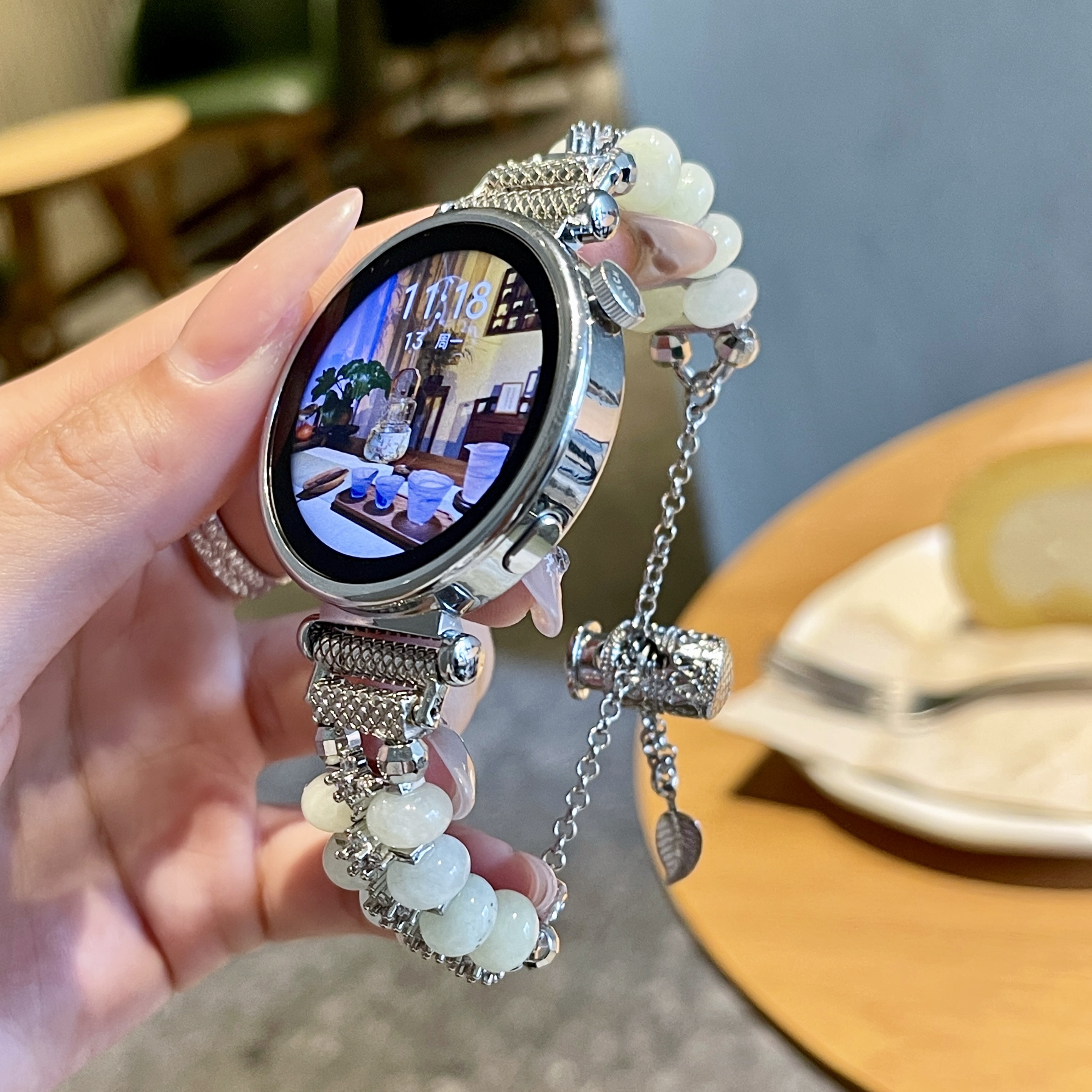蛮舟适用华为GT4手表带watch3民族玛瑙镶钻算盘珠手链gt3调大小gt2/1女礼品荣耀magic2pro保时捷41mm高奢珠宝
