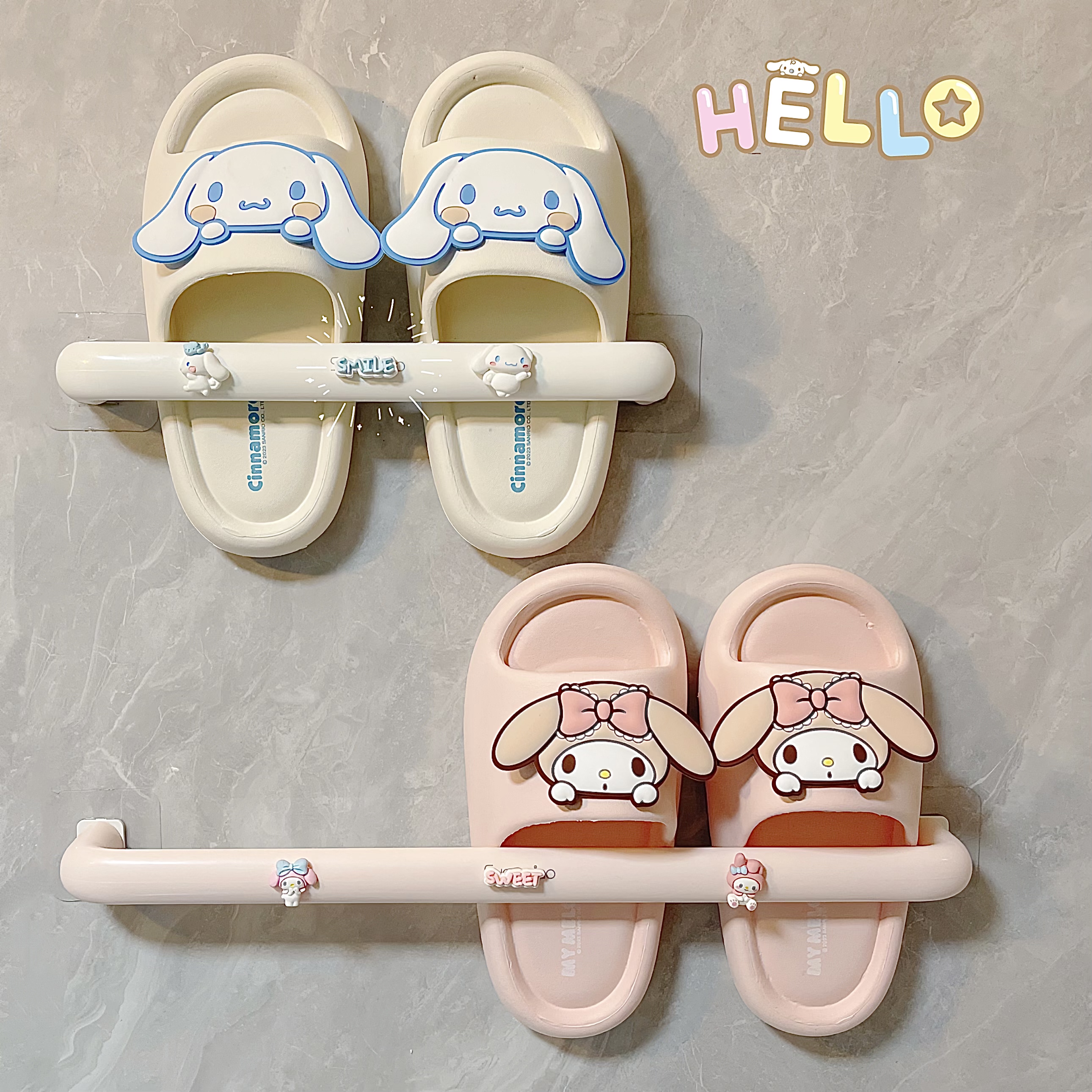 免打孔浴室拖鞋架卫生间置卡通物架鞋子收纳神器厕所壁挂沥水架子