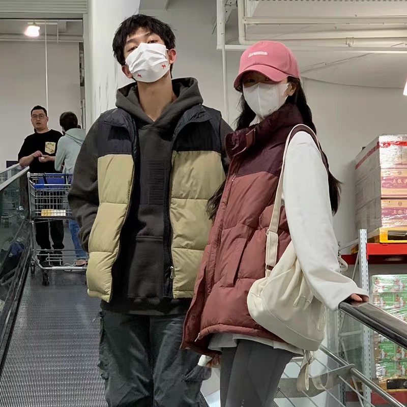 2025新款女装情侣羽绒棉马甲女短款保暖棉衣外套宽松无袖背心棉服