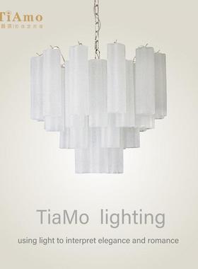 法式Murano穆拉诺吊灯中古风设计款客厅饭厅卧室白色梅花玻璃吊灯