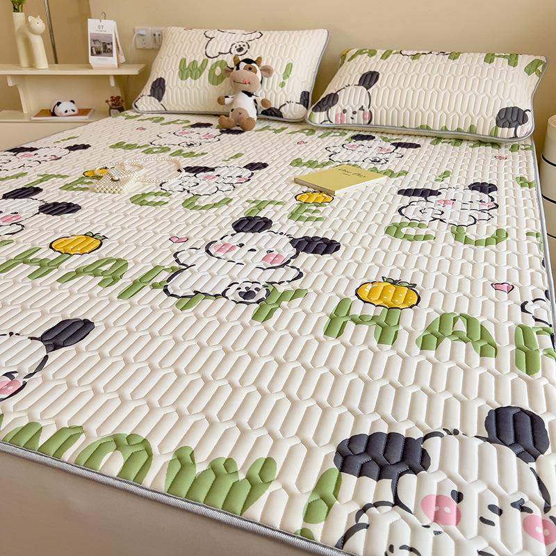 夏季冰丝乳胶凉席三件套可水洗学生宿舍凉垫床单人空调软席子