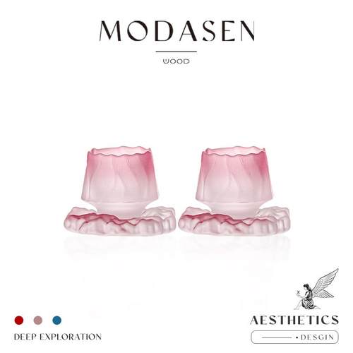 MODASEN丨粉山 BYEO日式渐层玻璃小茶杯主人杯清酒杯子带底座礼物