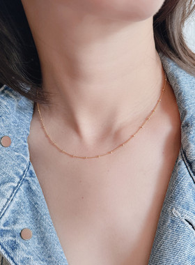 气质小豆豆项链女锁骨链镀金
