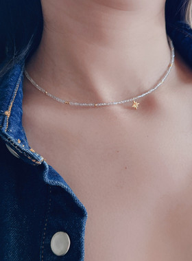 尖晶石小金珠串珠锁骨链女