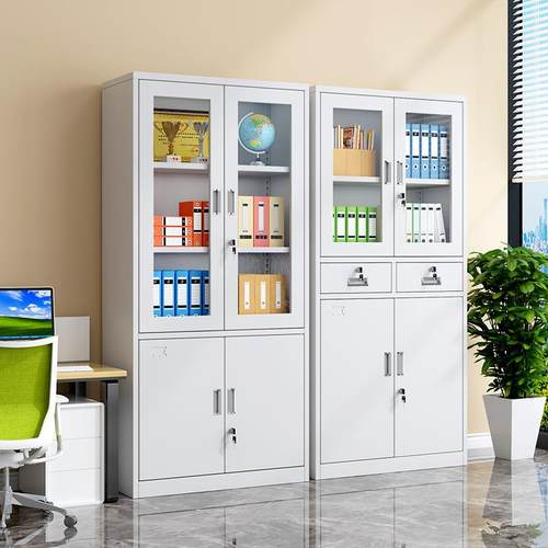 办公室文件柜铁皮柜资料凭证柜档案柜带锁钢制储物柜矮柜收纳柜子