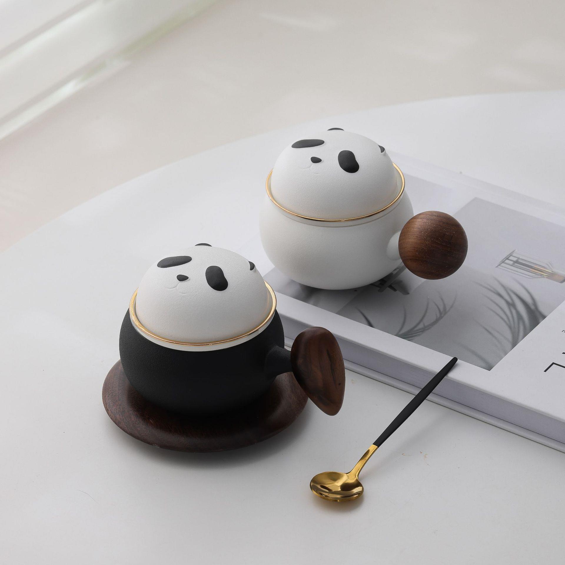 陶瓷马克杯巨龙陶瓷创意茶杯水杯茶水分离咖啡杯情侣杯子熊猫