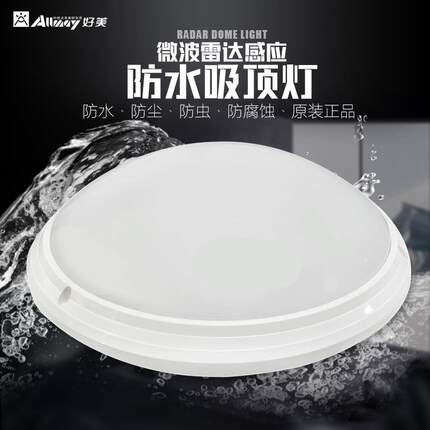 三防吸顶灯微波雷达感应IP65防水防尘防潮玄关过道走廊