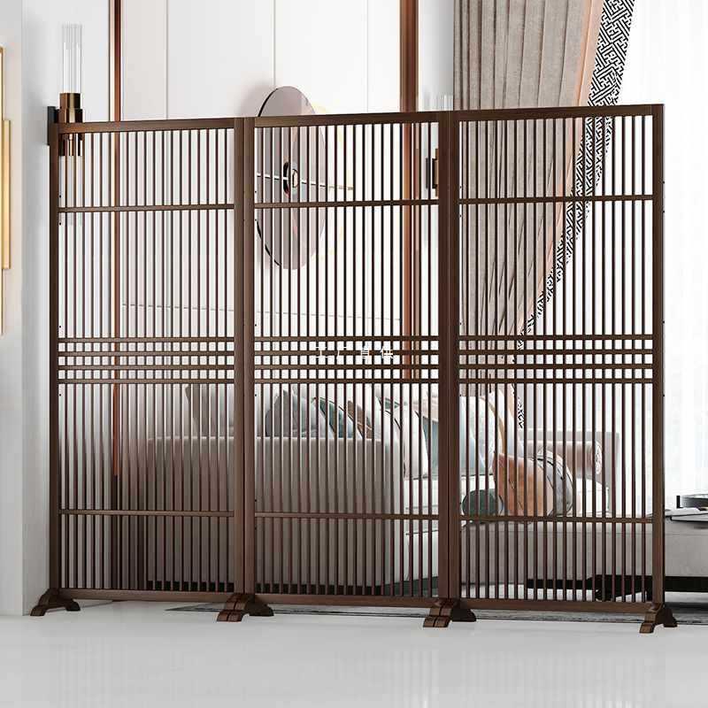 新中式玄关屏风隔断客厅格栅装饰日式入户办公室实木进门遮挡