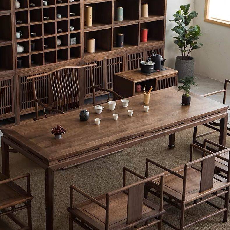环保E0级榆木新中式可移动储物茶桌泡功夫茶室