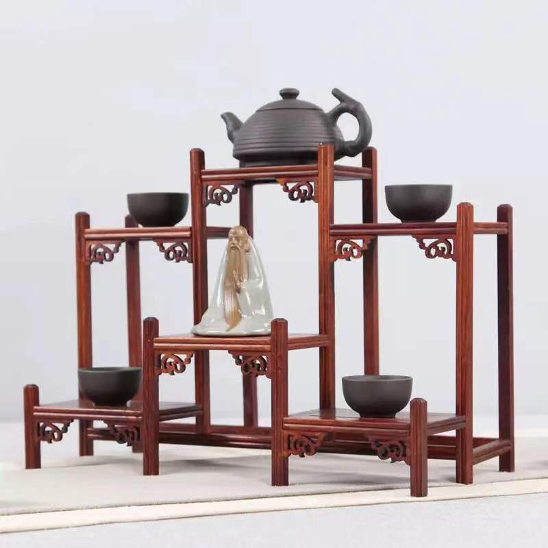 红木中式茶壶架红酸枝小博古架实木质多宝阁茶叶架子置物展示架