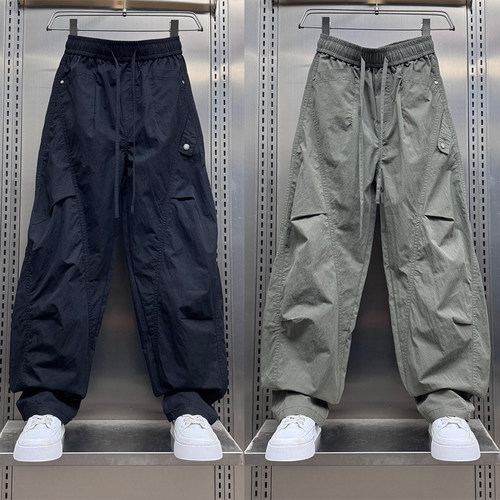 夏季日系工装薄款透气多口袋男裤