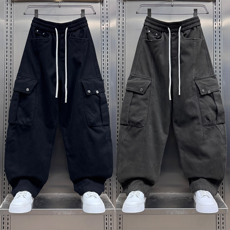 日系复古工装裤男款潮牌宽松直筒