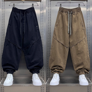 2025秋冬新款男士时尚潮流休闲裤宽松直筒运动裤百搭工装束脚裤男