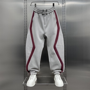 男士 潮流宽松运动裤 美式 撞色设计感拼接百搭卫裤 时尚 2025秋冬新款
